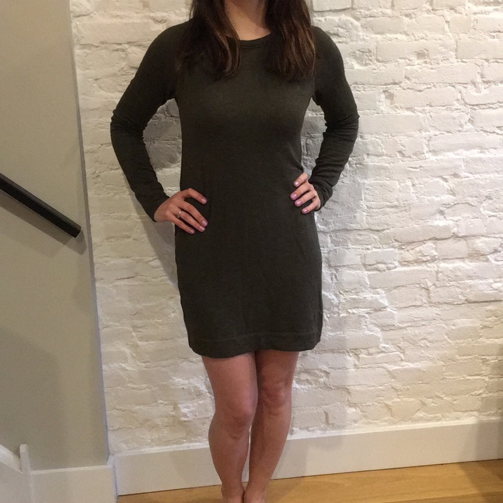 Lou & Grey olive green sweatshirt dress